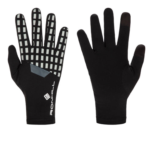 Ronhill Afterhours Running Gloves. Black / Reflective