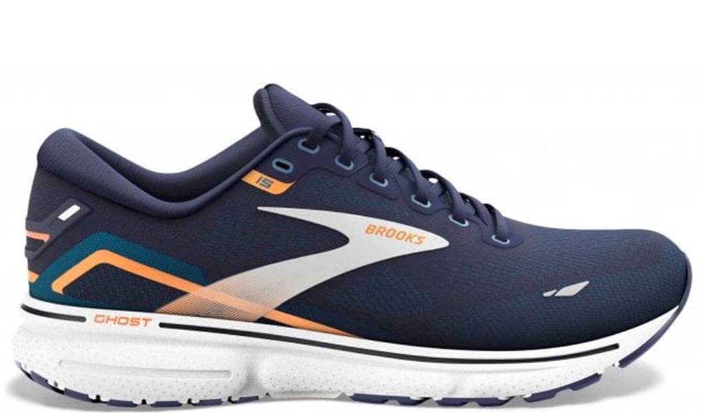Brooks Ghost 15 Wide (2E Fit) Men's Running Shoes Peacoat / Blue / Orange