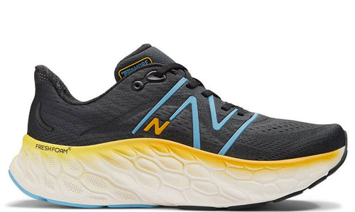 New Balance More V4 Men's Running Shoes Black with Coastal Blue and Ginger Lemon