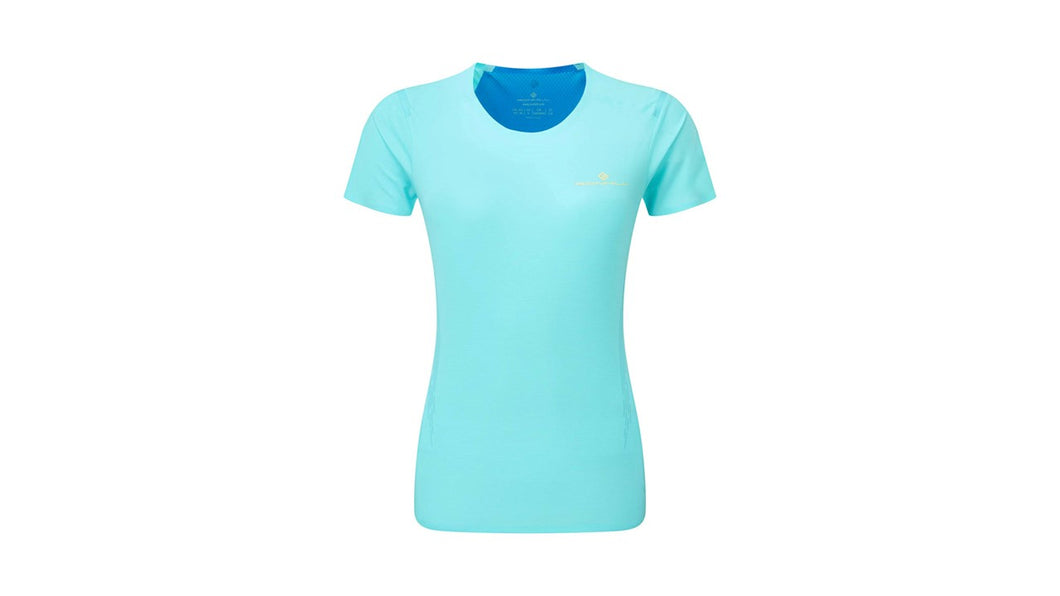 Ronhill Tech Race Short Sleeve Running Tee Shirt Women's Aquamint Electric Blue