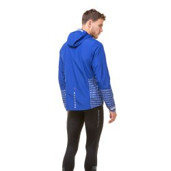 Ron Hill Tech Afterhours Running Jacket, Men's. Cobalt / Flame / Reflect