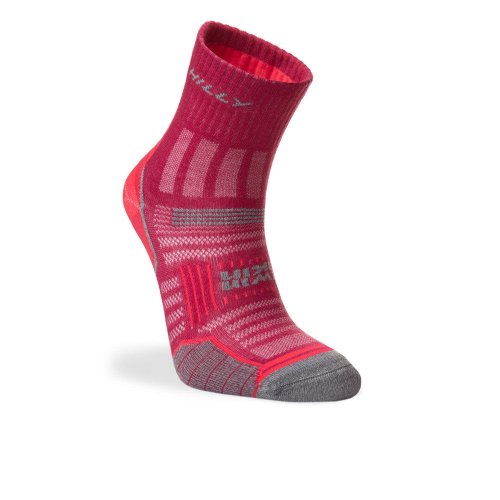 Hilly Twin Skin Dual Layer Anklet Length Running Socks Magenta / Grey / Marl: Small (UK3-5.5)