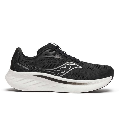 Saucony Ride 18 Men's Running Shoes Wide Fit (2E width) Black / White